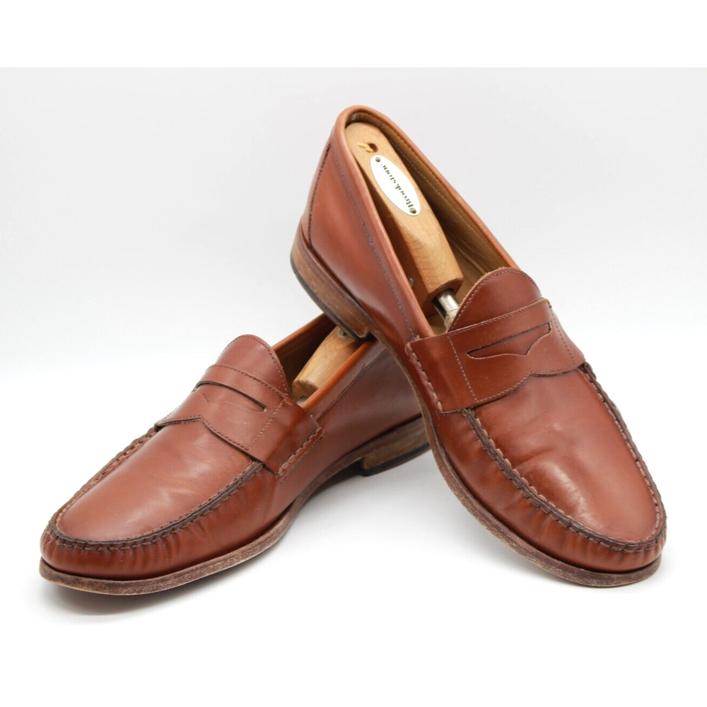 Jack Erwin Mens Charlie Hazelnut Full Grain Penny Loafers Shoes Size 11